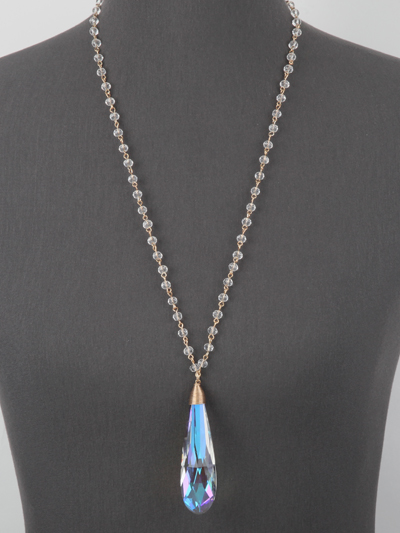 Abalone Long Glass Pendant Necklace