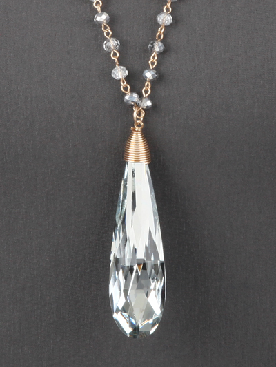 Clear Long Glass Pendant Necklace