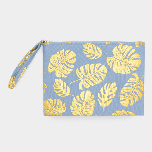 Tropical Leaf Patterned Pouch Clutch Bag