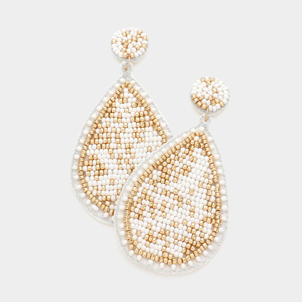 Seed Beaded Teardrop Earrings