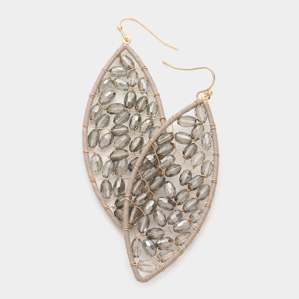 Raffia Wrapped Beaded Petal Earrings