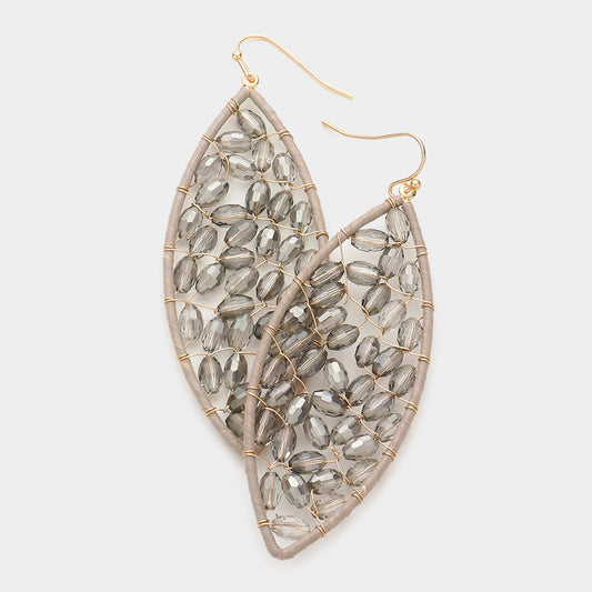 Raffia Wrapped Beaded Petal Earrings