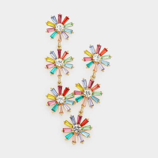 Triple Flower Link Earrings