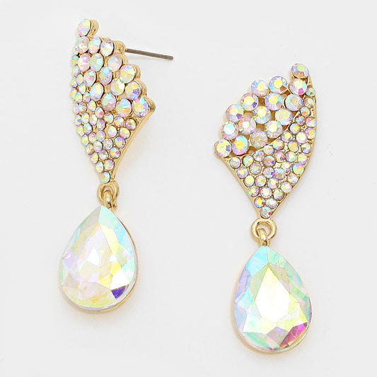 CRYSTAL RHINESTONE TEARDROP EVENING EARRINGS