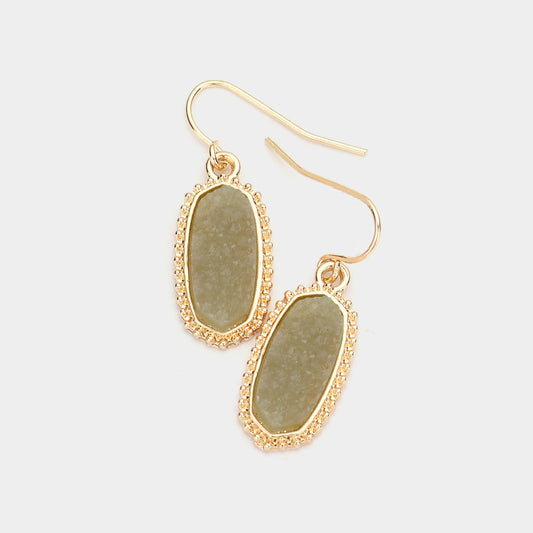 Gold Stone Dangle Earrings