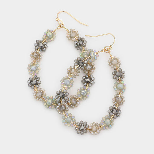 Beaded Cluster Teardrop Earrings