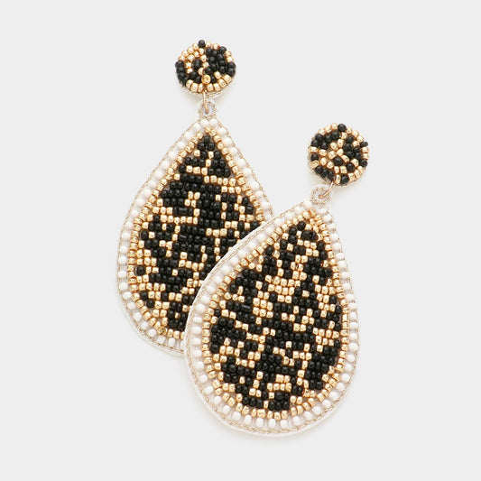 Beaded Teardrop Dangle Earrings