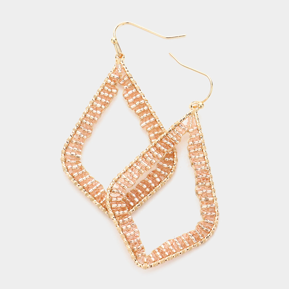 Beaded Open Petal Dangle Earrings