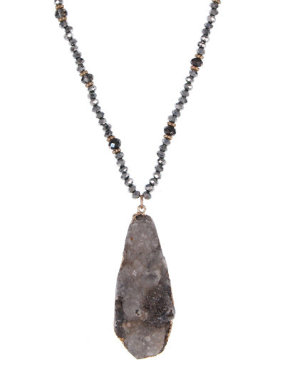 Black Dazzling Beaded Gemstone Necklace