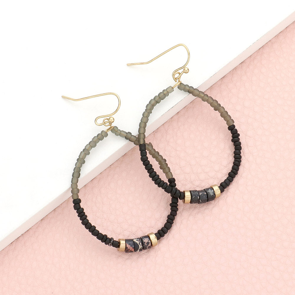 Beaded Open Circle Earrings